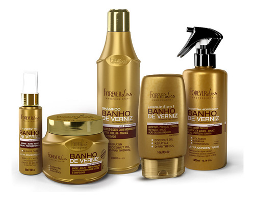 Kit Banho de Verniz Completo Forever Liss – Hidratação, Brilho e Redução de Frizz