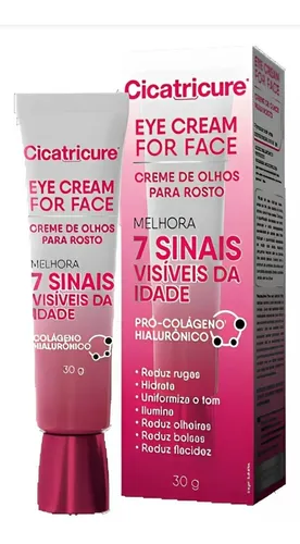 Creme Facial Cicatricure Eye Cream for Face 30g para Olheiras, Rugas e Bolsas com Ácido Hialurônico – Área dos Olho
