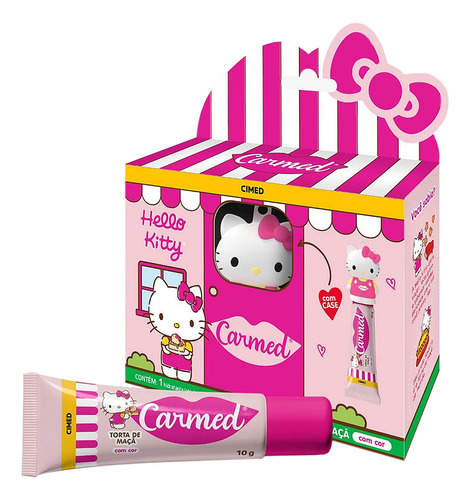 Hidratante Labial Carmed Hello Kitty 10g – Torta de Maçã, Hidratação e Aroma Delicioso