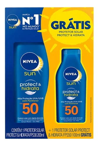 Kit Protetor Solar NIVEA Protect FPS 50 – 200ml + 100ml, Hidratação e Proteção