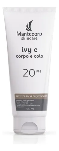Protetor Solar e Sérum Rejuvenescedor Mantecorp Ivy C Neutro 200ml FPS 20 Vitamina C, Retinol e Ácido Hialurônico – Corpo e Colo