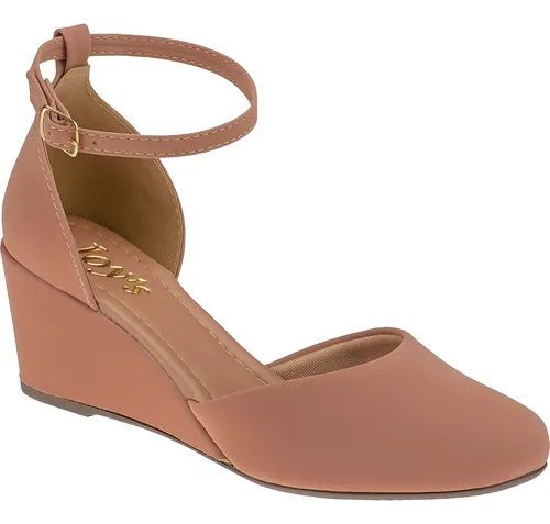 Sandália Feminina Anabela Plataforma Joy’s Nobuck – Salto Baixo 5cm, Palmilha Conforto