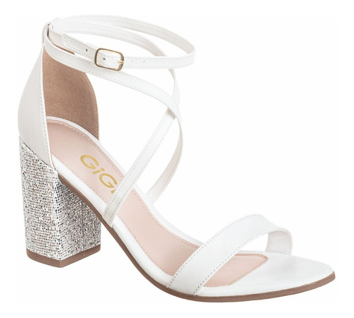 Sandália Feminina GiGiL com Brilho e Salto Bloco em Vinil Transparente – Festa e Eventos