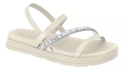 Sandália Papete Moleca Feminina com Glitter e Plataforma 3cm – Preto e Branco, Super Confortável