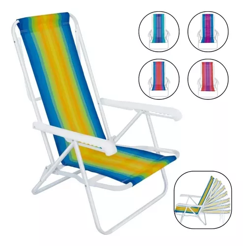 Cadeira Reclinável Mor Alumínio 8 Posições – Praia, Piscina ou Camping, Leve, Dobrável e Confortáve