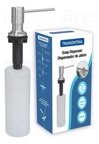 Dispenser de Sabão Embutido Tramontina Inox 500mL – Design Moderno, Resistência e Funcionalidade