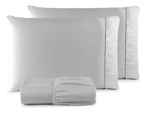Jogo de Lençol Queen 3 Peças Texfine 400 Fios Micro Percal com Elástico – Toque Macio
