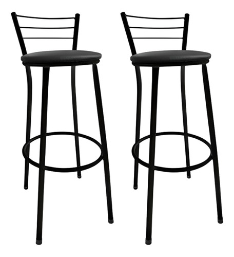 Kit 2 Banquetas Altas em Aço com Assento Acolchoado Impermeável – 95cm, Pintura Epóxi, Enviadas Montadas