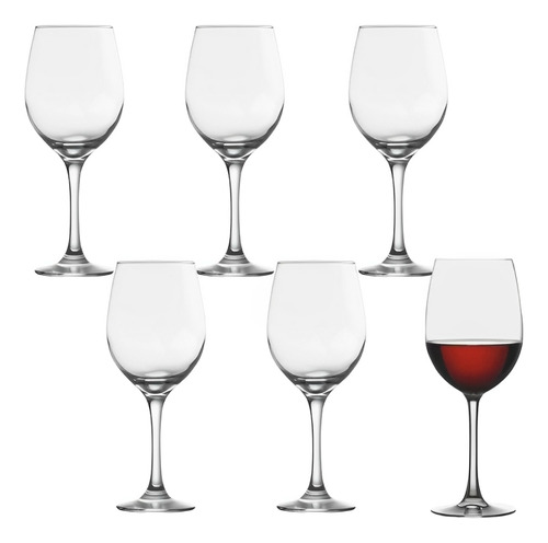 Kit 6 Taças Nadir Barone 385ml – Vidro Transparente, Ideal para Vinhos Tintos, Brancos e Rosés