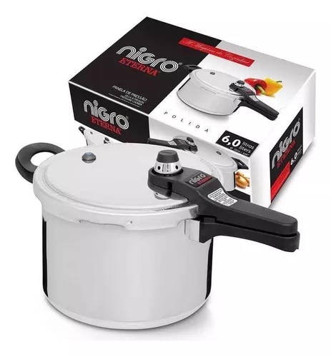 Panela de Pressão Nigro Eterna 6L – Alumínio Polido, Segurança e Durabilidade