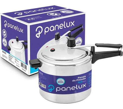 Panela de Pressão Panelux Classic 4,5L Alumínio Polido com Válvula de Segurança