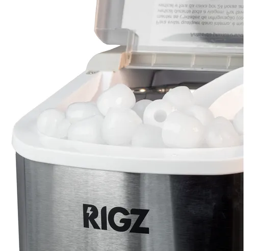 Máquina de Gelo Portátil RIGZ RGZ10 12kg Turbo Ice – Cubos Pequenos e Grandes, Prateado