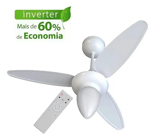 Ventilador de Teto Ventisol Wind Inverter 96cm 3 Pás com Controle Remoto – Branco Bivolt