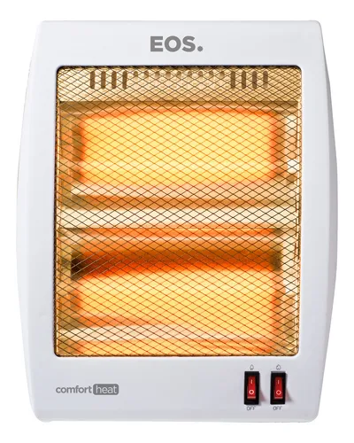 Aquecedor Elétrico Halógeno EOS Comfort 800W EAQ03H com 2 Níveis de Potência e Alça para Transporte – Branco