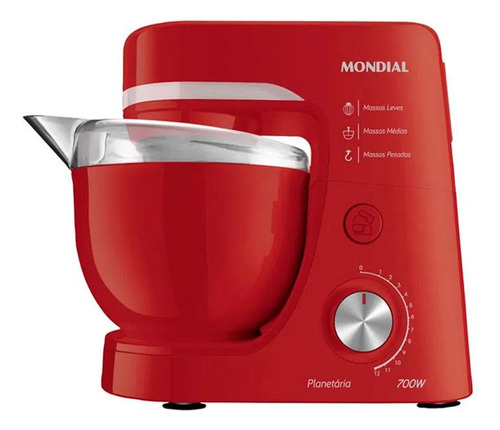 Batedeira Planetária Mondial BP-03-R 4,5L 127v 700W - 12 Velocidades - Vermelha