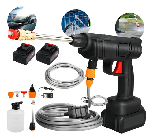 Lavadora Alta Pressão Portátil 1000W 48V Recarregável com 2 Baterias e Acessórios – 32 Bar