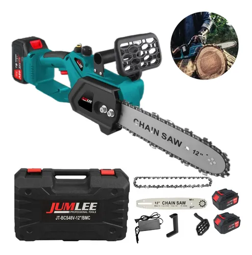Motosserra Elétrica 1200W Jumlee 48V com Sabre 12", 2 Baterias e Maleta – JT-BCS48V12"/BMC