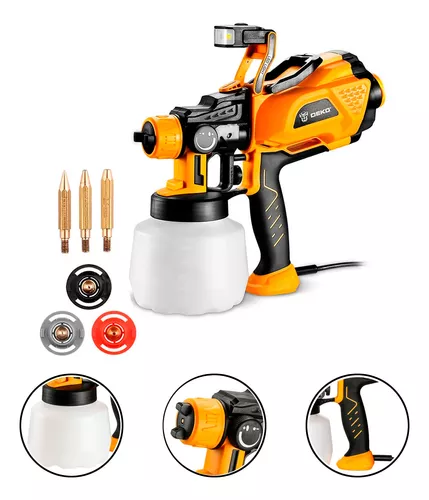 Pistola de Pintura Deko 550W, 800ml, 3 Bicos, Luz de LED, 220V