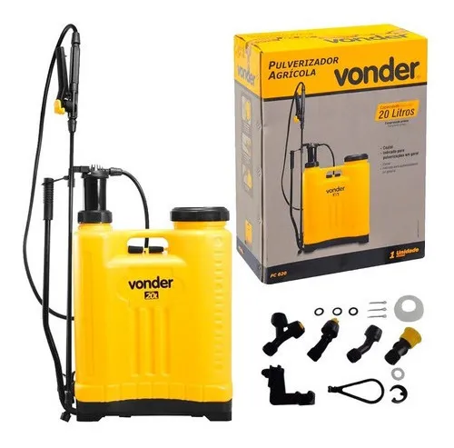 Pulverizador Costal Manual Vonder PC020 20L – Compressão Prévia, Bico Ajustável e Mangueira 1,2m