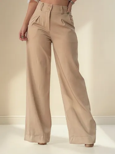 Calça Pantalona Alfaiataria Wide Leg Social Cintura Alta – Elegância e Conforto