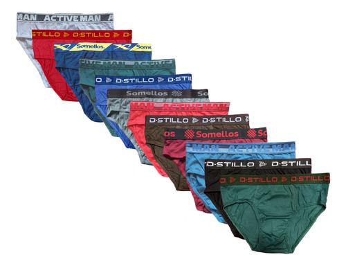 Kit com 12 Cuecas Slip Masculinas 100% Algodão