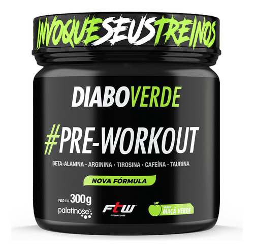Diabo Verde FTW 300g - Pré-Workout com 200mg de Cafeína - Sabor Limão