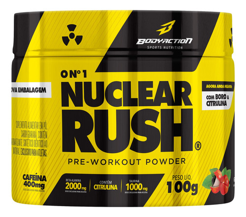 Nuclear Rush 2000mg Beta-Alanina BodyAction – Sabor Morango