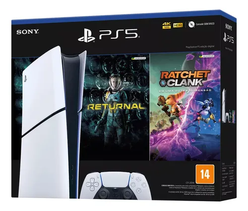 Console PlayStation 5 Digital Slim 1TB Sony com Controle DualSense e HDMI – CFI-2014B